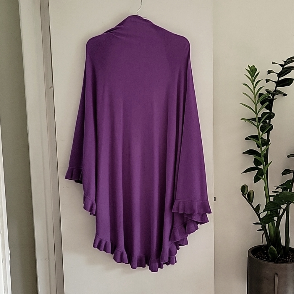 Portolano Ruffle 100% Cashmere Shawl in Purple